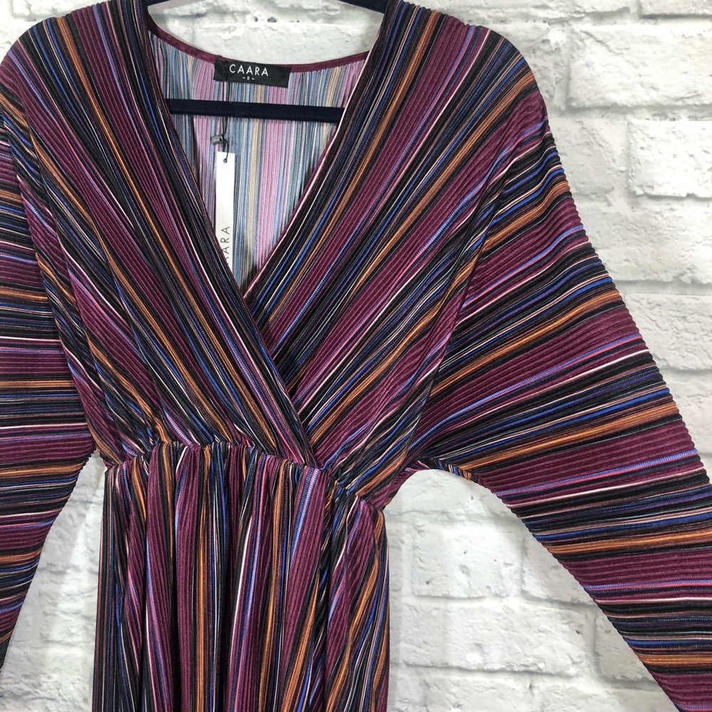 NEW CAARA Striped Long Sleeve Colorful Dress